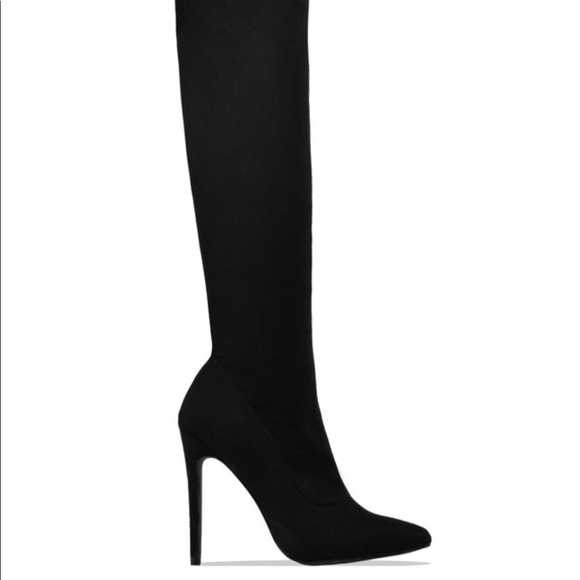 Miss Lola - Over the Knee Heels -size 6-black - - Picture 4 of 4